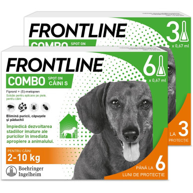 Frontline Combo Spot-On S – Soluție Antiparazitară Externă pentru Câini de Talie Mică (2–10 kg) – 3 Pipete
